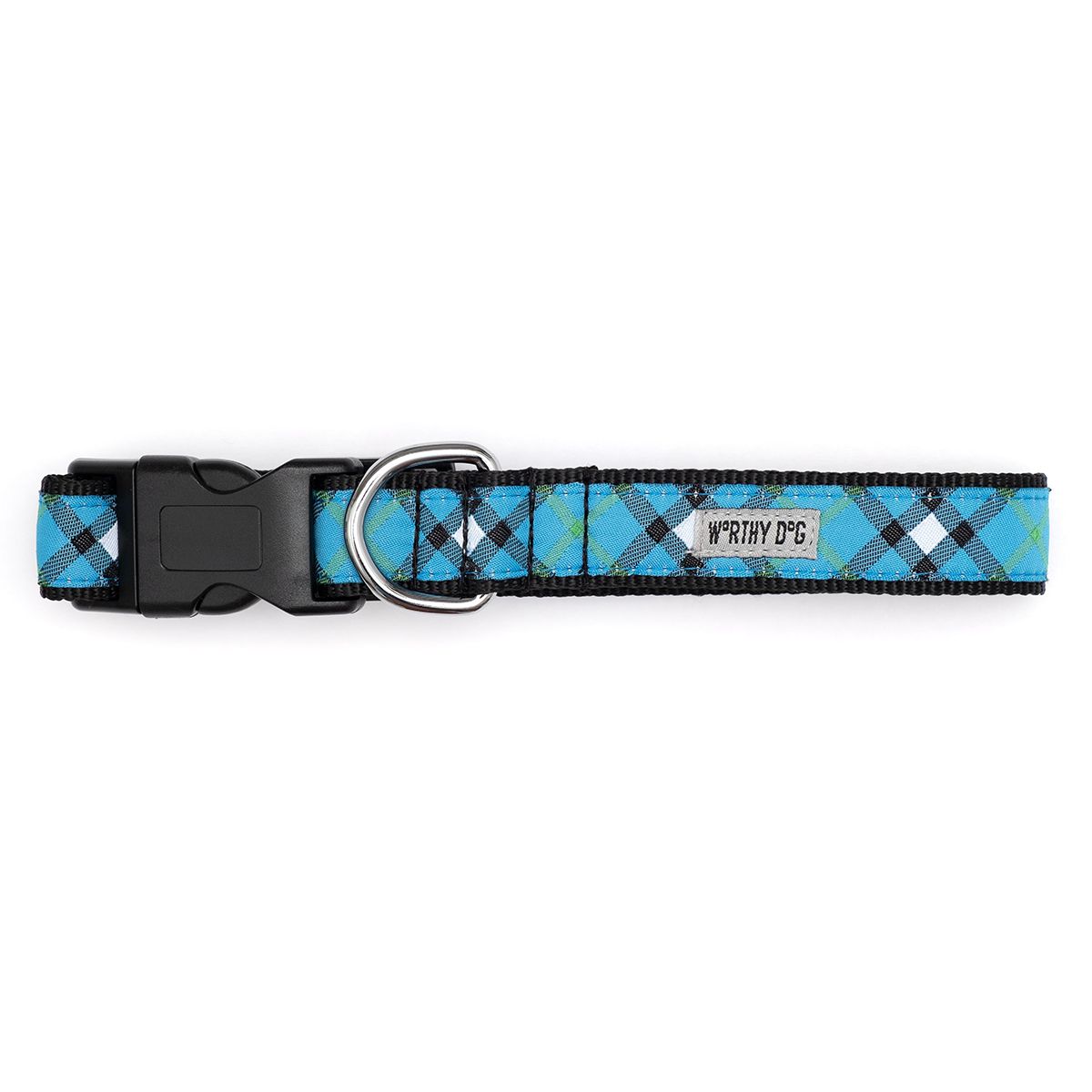 Bias Plaid Dog Collar Blue