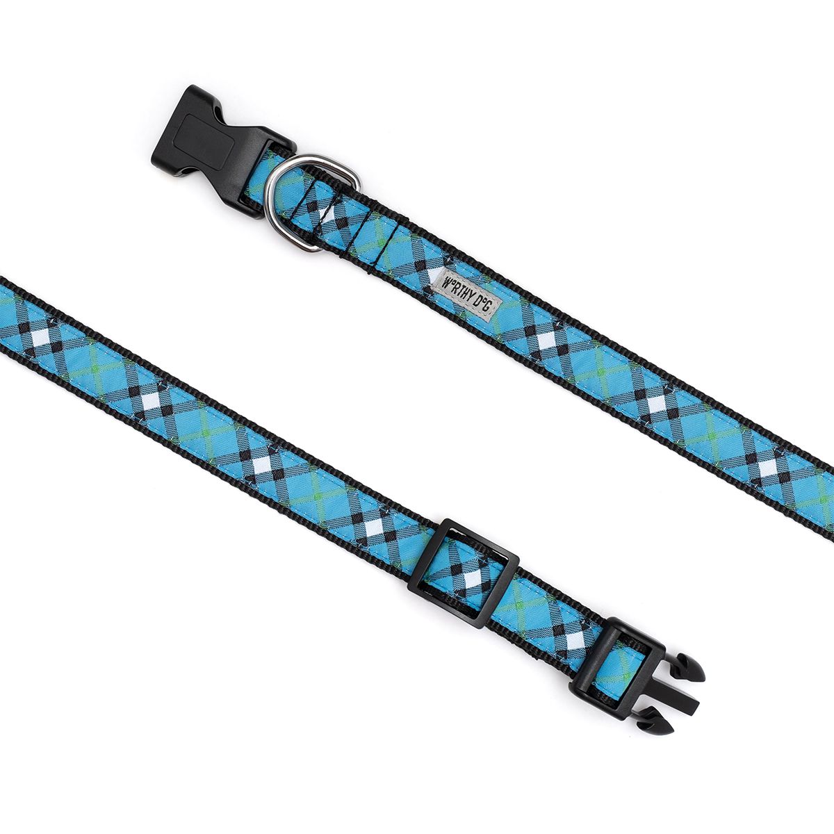 Bias Plaid Dog Collar Blue