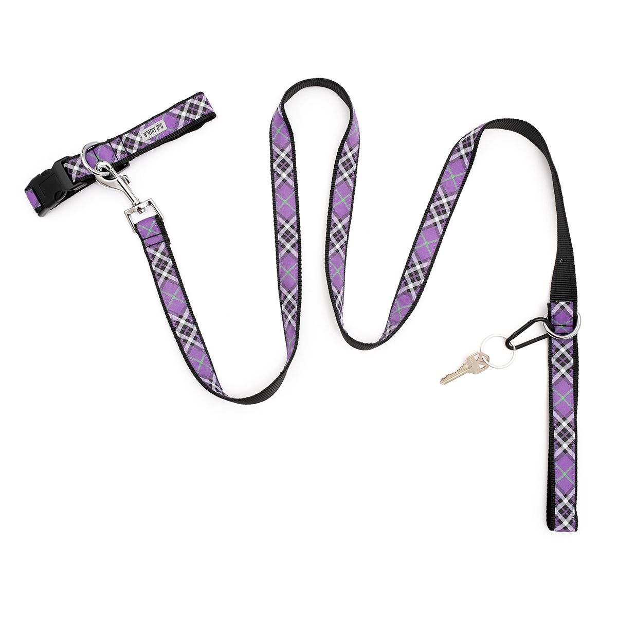 Bias Plaid Dog Collar Purple