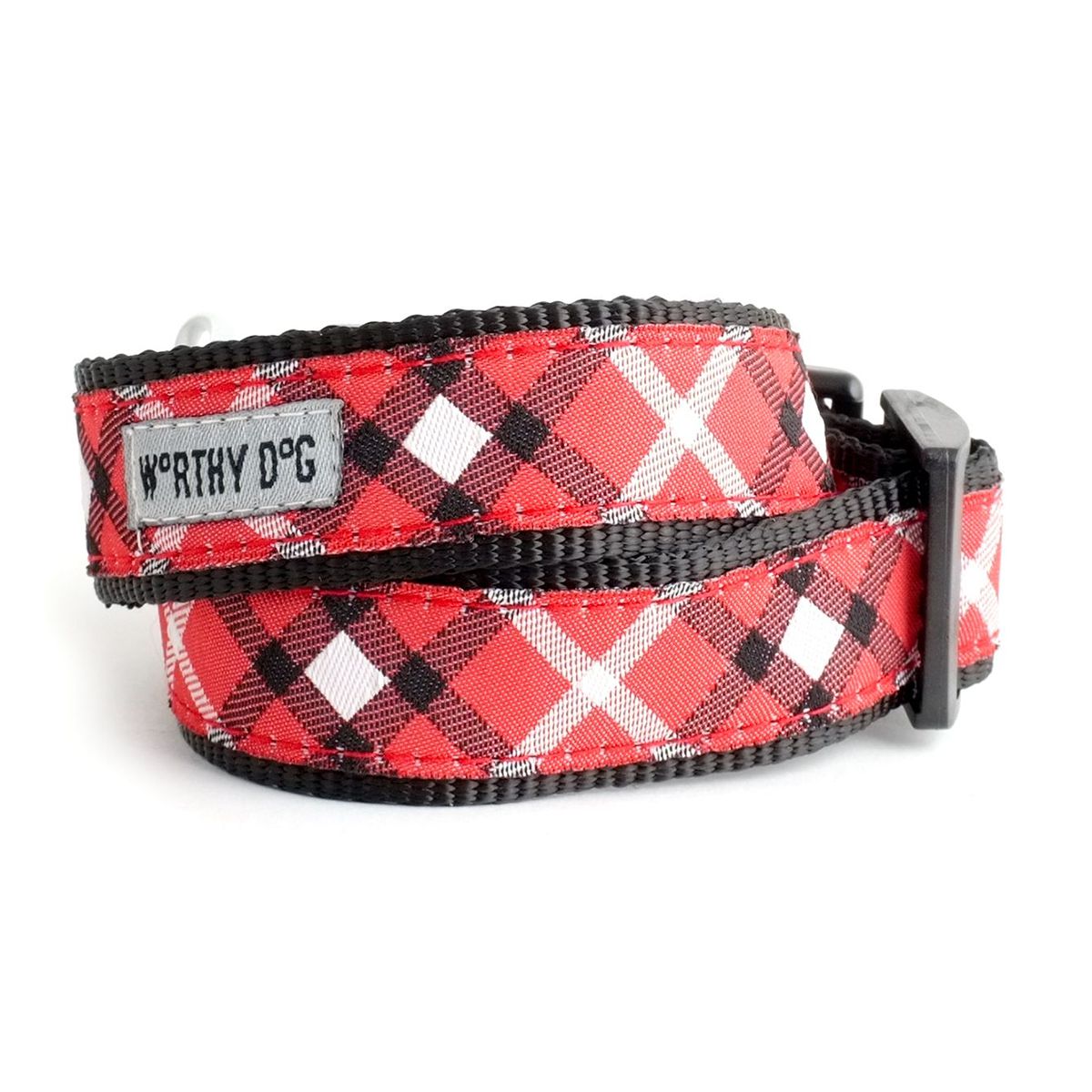 Bias Plaid Dog Collar Red