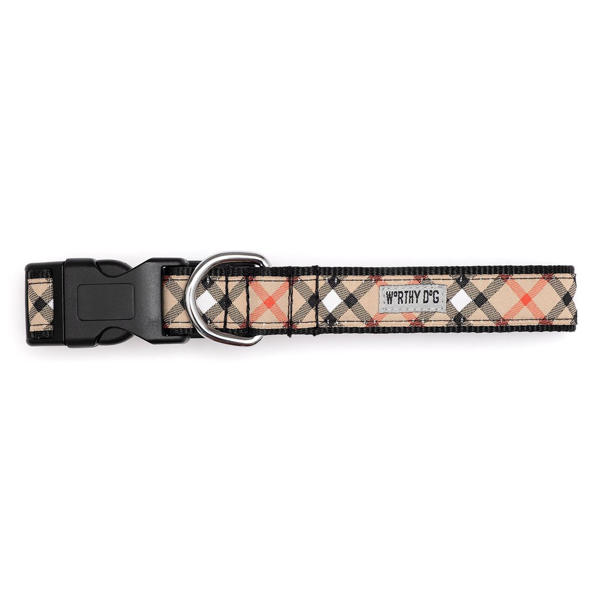 Bias Plaid Dog Collar Tan
