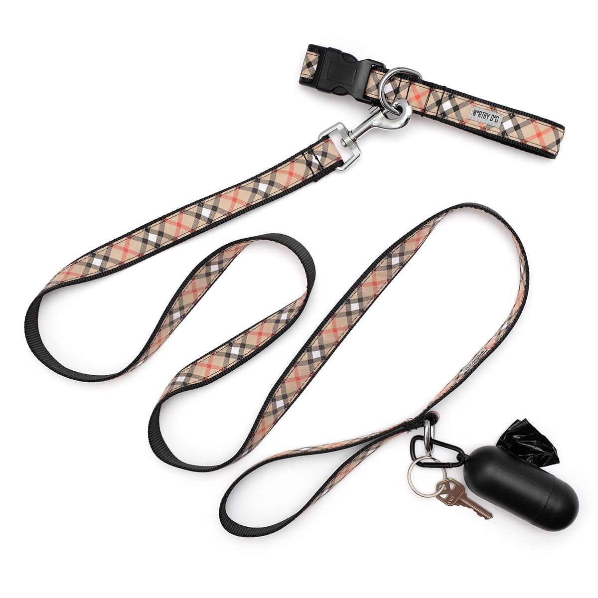 Bias Plaid Dog Collar Tan