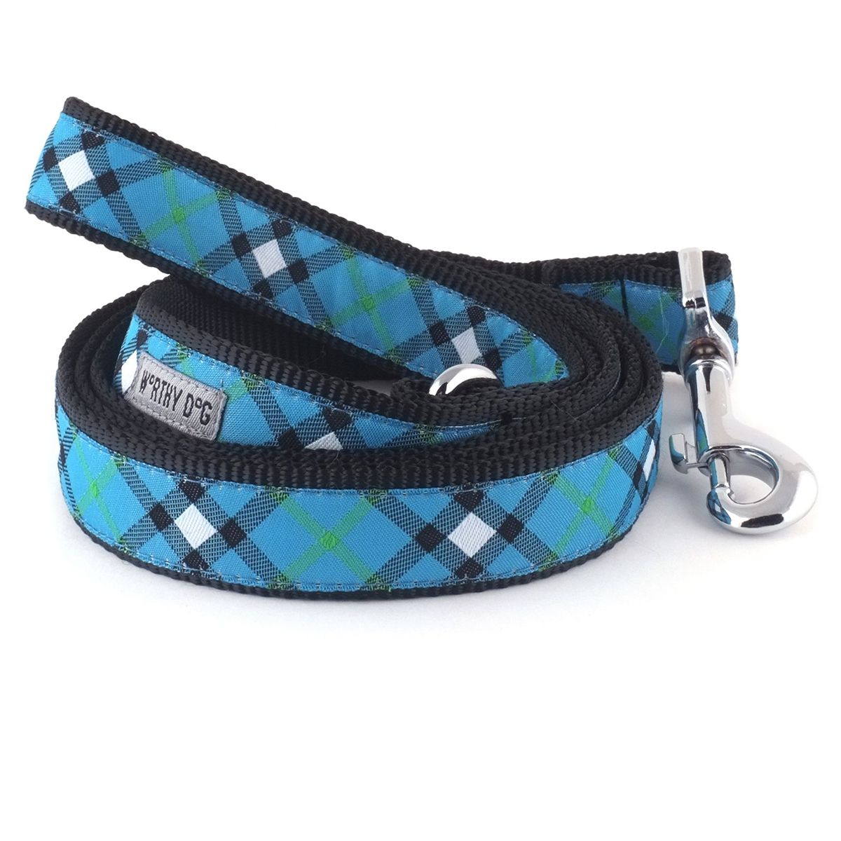 Bias Plaid Dog Leash Blue