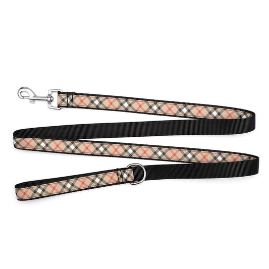 Bias Plaid Dog Leash Tan