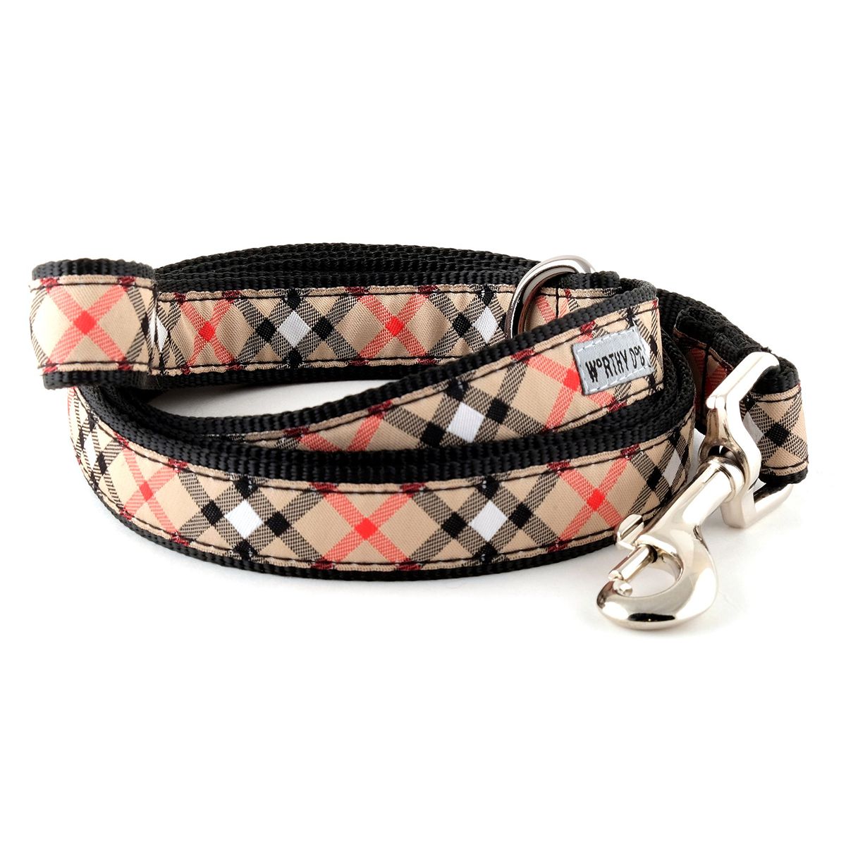 Bias Plaid Dog Leash Tan